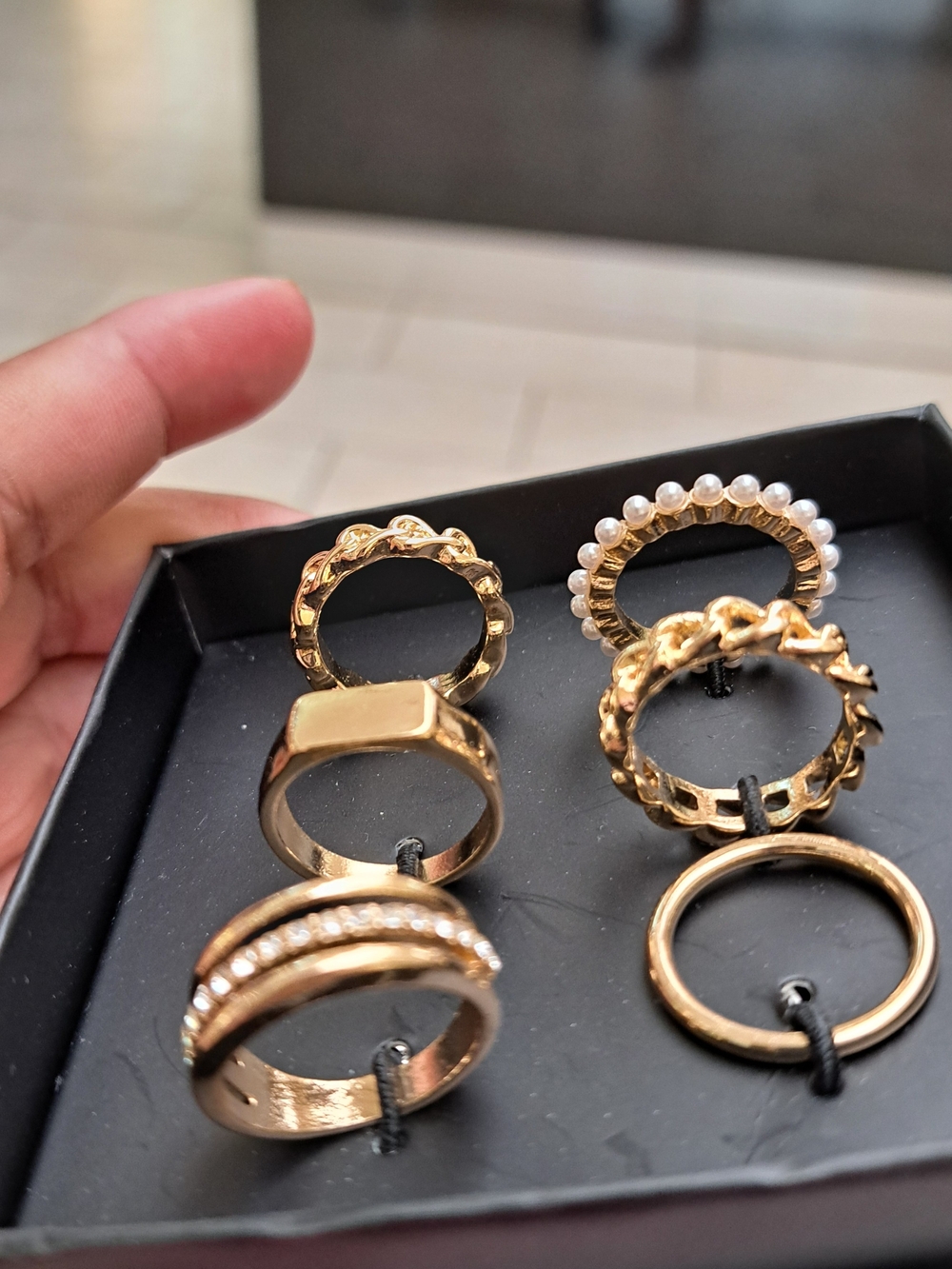 Ardene Gold Stackable Ring Set with Pearls
